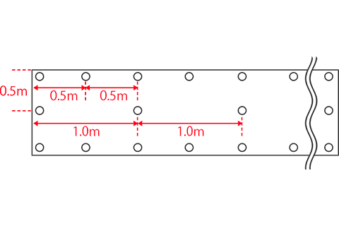 1m幅防草シートのピンの打設位置_1m幅