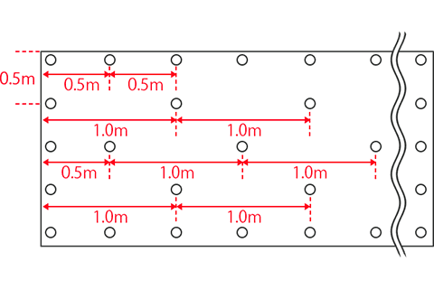 2m幅防草シートのピンの打設位置_2m幅