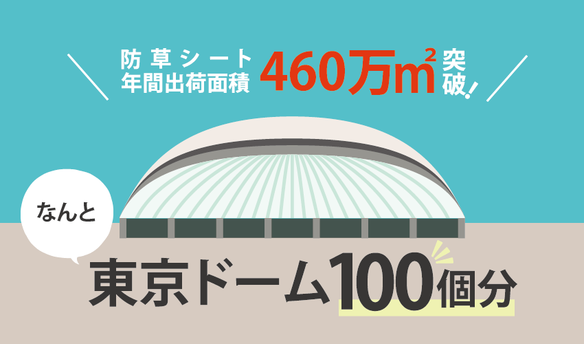 防草シート年間出荷面積　460万㎡突破！東京ドーム100個分