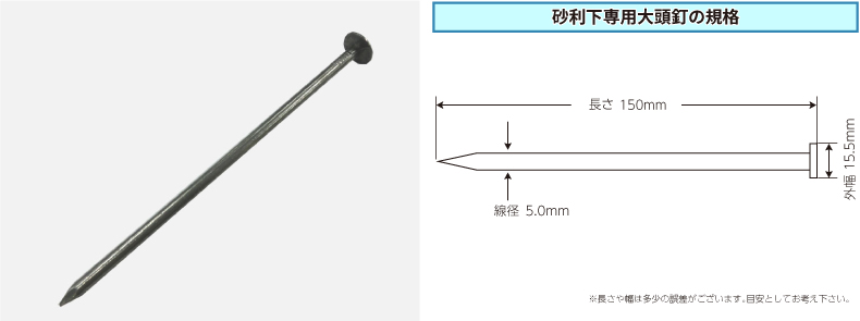 砂利下専用大頭釘規格