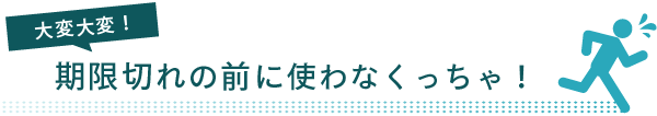 大変大変！期限切れの前に使わなくっちゃ！