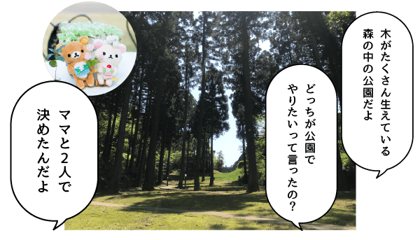 木がたくさん生えている森の中の公園