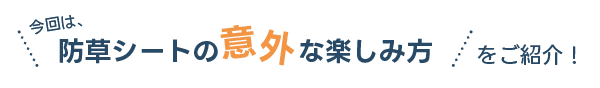 防草シートの意外な楽しみ方