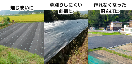 農地周りの防草シート事例