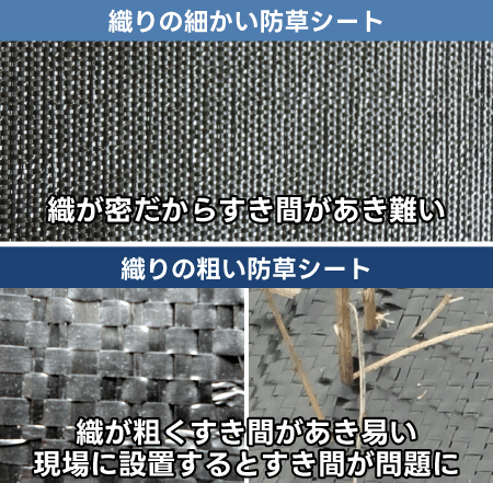 防草シートの目の細かさを見ましょう
