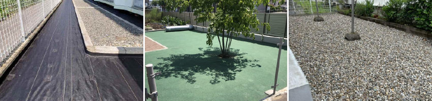 防草シートのお庭まわり事例