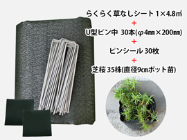 らくらく草なし芝桜植栽セット 1m×4.8m (35株)