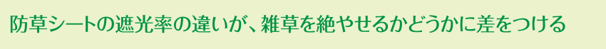 防草シートの遮光率の違いが、雑草を絶やせるかどうかに差をつける