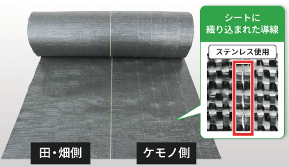 アース機能付き電気柵専用防草シートセット」0.8m×50m+Uピン(標準)250