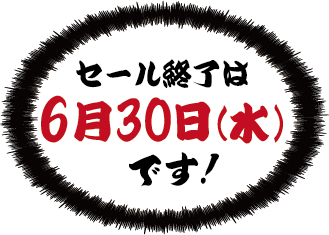 セール終了は６月３０日(水)です！