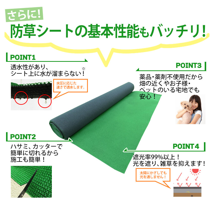 さらに！防草シートの基本性能もバッチリ！！