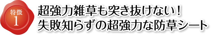 特徴1 超強力雑草も突き抜けない！失敗知らずの超強力な防草シート